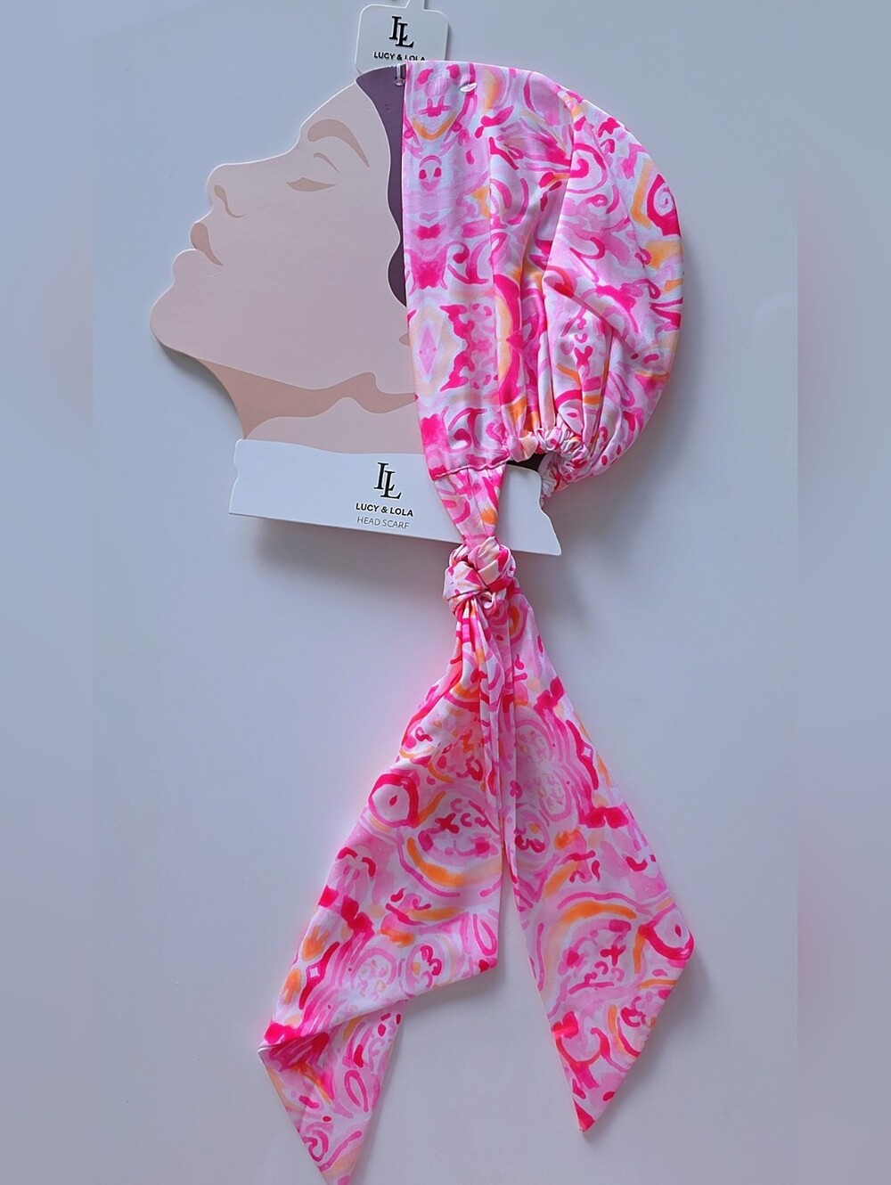 Pink Patterned Head Scarf